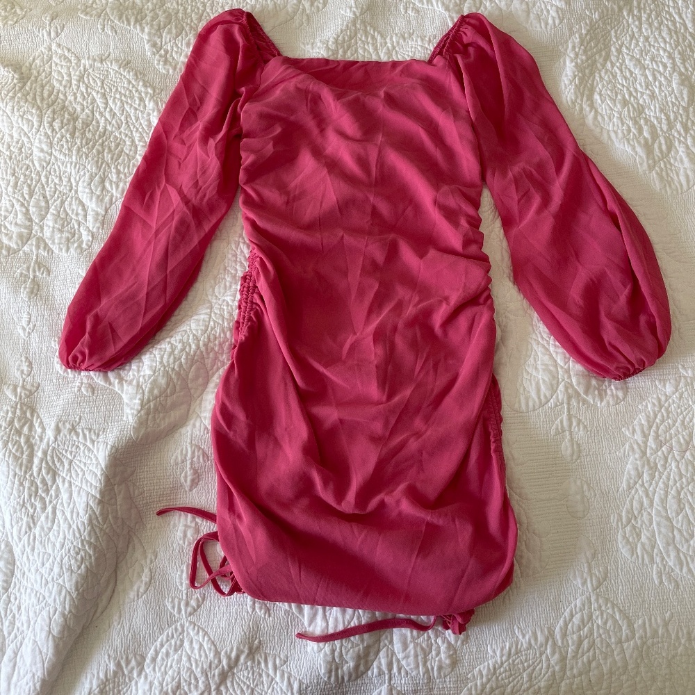Bright Pink Drawstring Dress